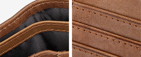 DEEPKEE original nubuck handmade full-grain genuine leather cowhide bag Best Brown Bifold Leather Mens Wallet Slim Wallet Driver's License Wallet for Men 8029