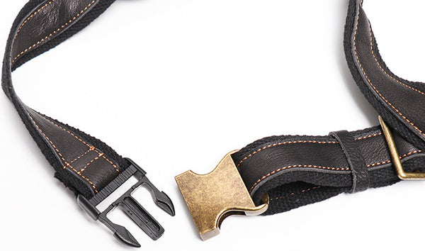 DEEPKEE original nubuck handmade full-grain genuine leather cowhide bag Outdoor cycling chest bag No.30129