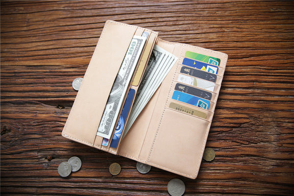 DEEPKEE original nubuck handmade full-grain genuine leather cowhide bag Handmade Personalized harley Leather Bifold Wallet #125_1