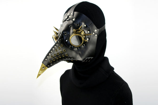 DEEPKEE original nubuck handmade full-grain genuine leather cowhide bag Steampunk Plague Bird Beak Mask Halloween Prom Party Headgear #HG079