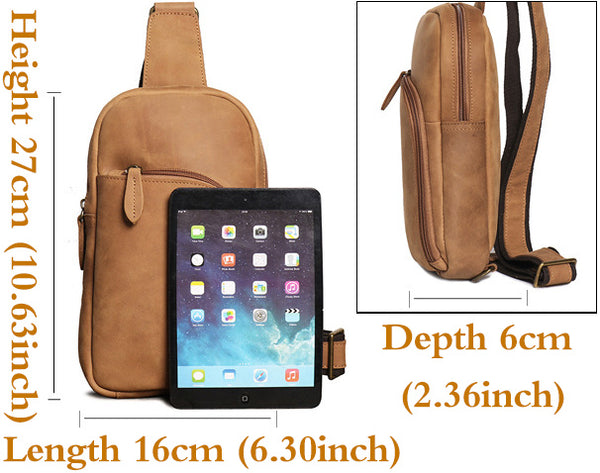 DEEPKEE original nubuck handmade full-grain genuine leather cowhide bag Baldwin Unisex Sling Bag No.30011