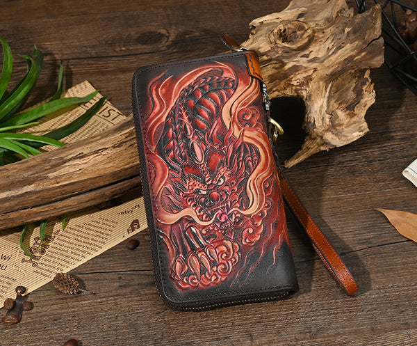 DEEPKEE original nubuck handmade full-grain genuine leather cowhide bag Deepkee Leather Carving Craft Wallet #YD-104