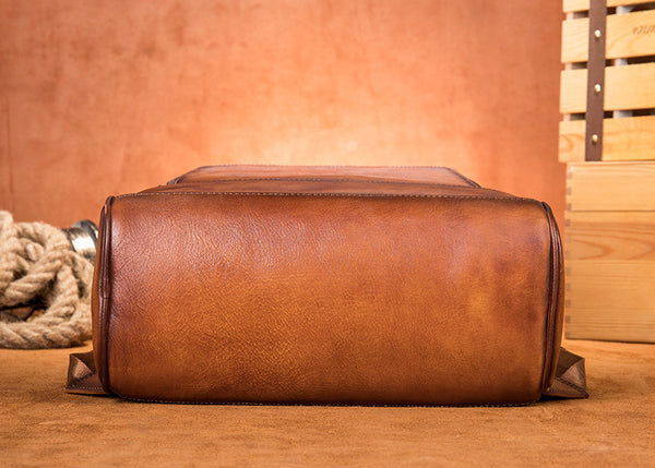 DEEPKEE original nubuck handmade full-grain genuine leather cowhide bag Brush Off Vegetable Tanned Full-grain Leather Backpack #8110