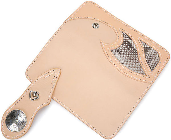 DEEPKEE original nubuck handmade full-grain genuine leather cowhide bag DEEPKEE Handmade Python Leather Bifold Wallet #59895