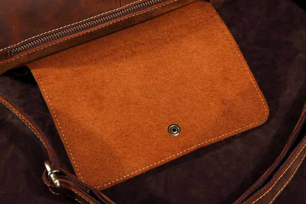 DEEPKEE original nubuck handmade full-grain genuine leather cowhide bag Vintage Leather Cylindricity Crossbody Bags No.SF061