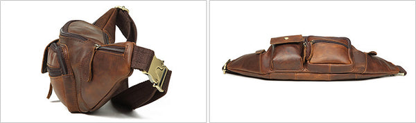 DEEPKEE original nubuck handmade full-grain genuine leather cowhide bag The Ultimate Leather Fanny Pack #6375