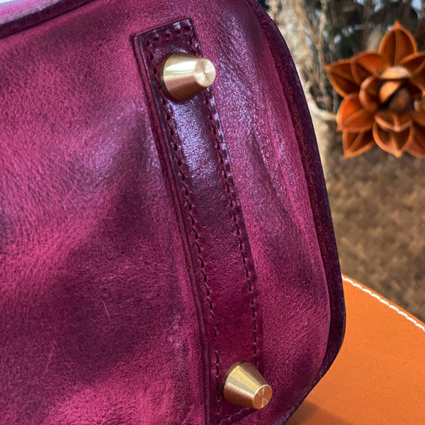 DEEPKEE original nubuck handmade full-grain genuine leather cowhide bag The Oil-wax Cowhide Faux Replic Birkin 25 Bag #BR6315