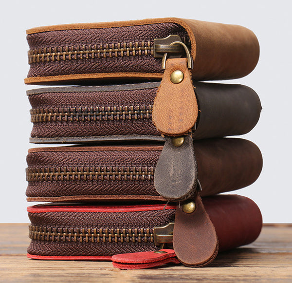 DEEPKEE original nubuck handmade full-grain genuine leather cowhide bag DEEPKEEE HANDMADE Mouth Organ Wallet/Card Holder No.J005