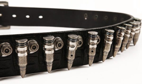 DEEPKEE original nubuck handmade full-grain genuine leather cowhide bag Hip Hop Punk Rock Metal Bullet Studded Cowhide Belt #210170