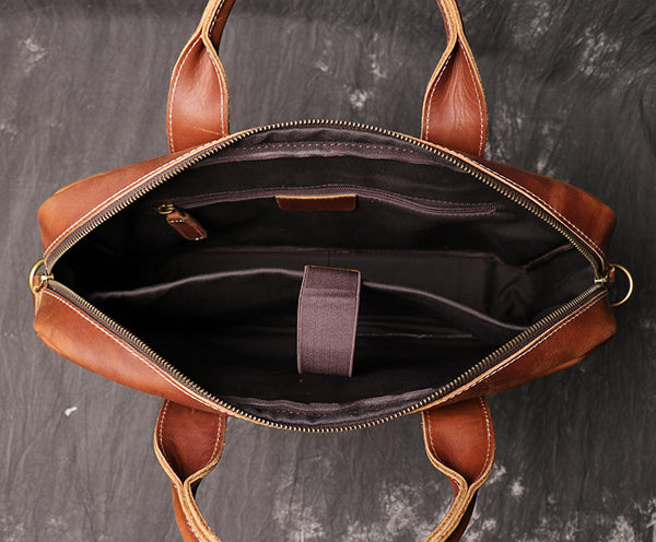 DEEPKEE original nubuck handmade full-grain genuine leather cowhide bag The Reagan Cowhide Briefcase #3359