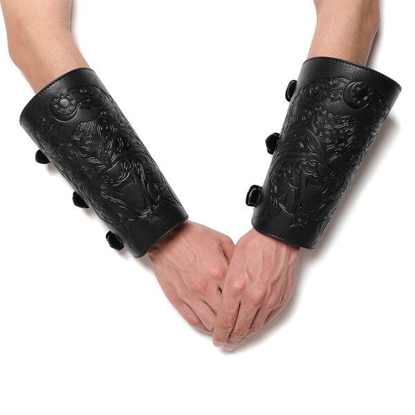 DEEPKEE original nubuck handmade full-grain genuine leather cowhide bag DEEPKEE Scandinavian Viking Style Embossed Armband FAS052