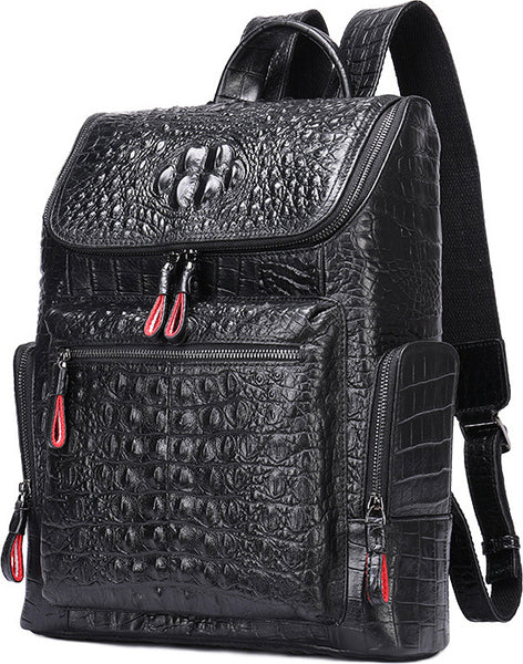 DEEPKEE original nubuck handmade full-grain genuine leather cowhide bag DEEPKEE real LEATHER Crocodile Design Style Cowhide Backpack #1269