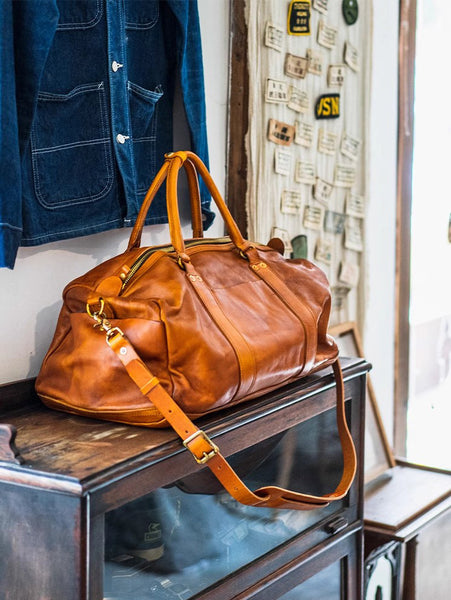 DEEPKEE original nubuck handmade full-grain genuine leather cowhide bag Weekender Bag LB6759