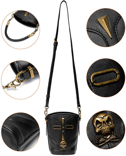 DEEPKEE original nubuck handmade full-grain genuine leather cowhide bag Steampunk Rivet Handbag #G178