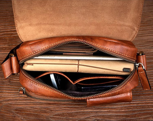 DEEPKEE original nubuck handmade full-grain genuine leather cowhide bag The DEEPKEE Flap Messenger Bag #5130