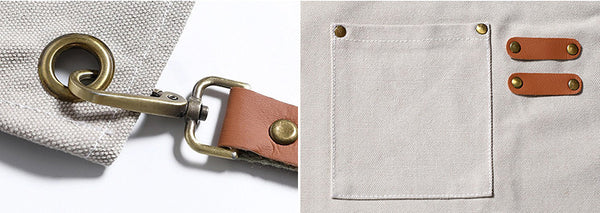 DEEPKEE original nubuck handmade full-grain genuine leather cowhide bag Coffee Maker/Chef Canvas Apron #710754