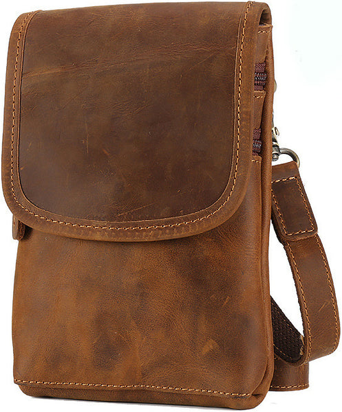 DEEPKEE original nubuck handmade full-grain genuine leather cowhide bag Leather Belt Pouch Cool Mini Shoulder Belt Bags No.3133