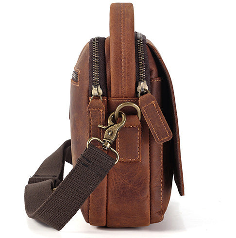 DEEPKEE original nubuck handmade full-grain genuine leather cowhide bag Best Leather Vertical Handbag Side Bag Messenger Bag #6567