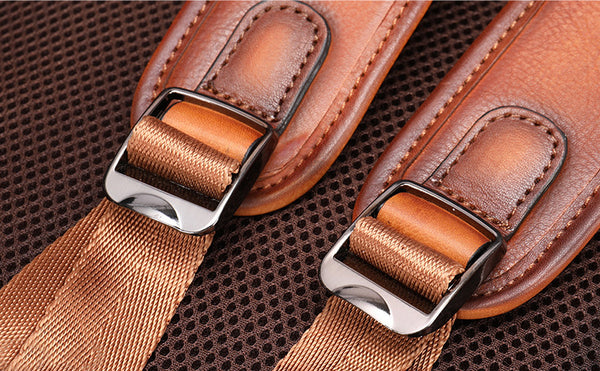 DEEPKEE original nubuck handmade full-grain genuine leather cowhide bag Brush Off Vegetable Tanned Full-grain Leather Backpack #8110