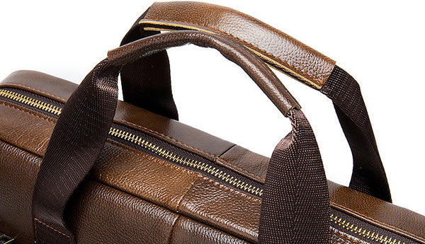 DEEPKEE original nubuck handmade full-grain genuine leather cowhide bag DEEPKEE LEATHER | 14 inch business briefcase No.2019A&2099