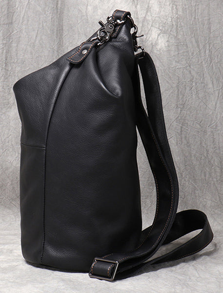 DEEPKEE original nubuck handmade full-grain genuine leather cowhide bag Gregory Cylindrical Crossbody Bag No.30283