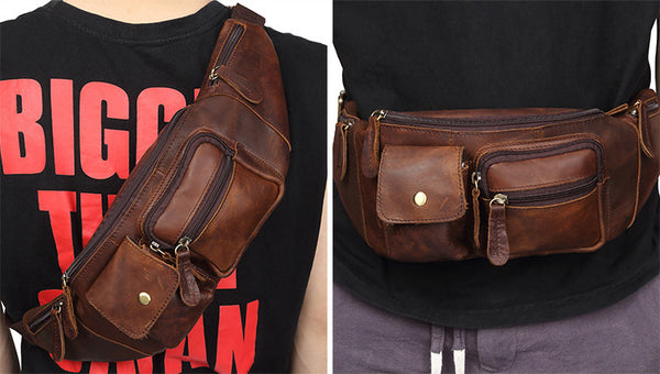 DEEPKEE original nubuck handmade full-grain genuine leather cowhide bag The Ultimate Leather Fanny Pack #6375