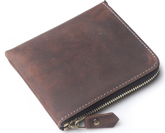 DEEPKEE original nubuck handmade full-grain genuine leather cowhide bag DEEPKEEE HANDMADE | Kay Lite Shorter Leather Wallet No.192