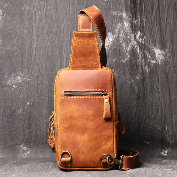 DEEPKEE original nubuck handmade full-grain genuine leather cowhide bag DEEPKEE HANDMADE Best Leather One shoulder Sling Pack #1078