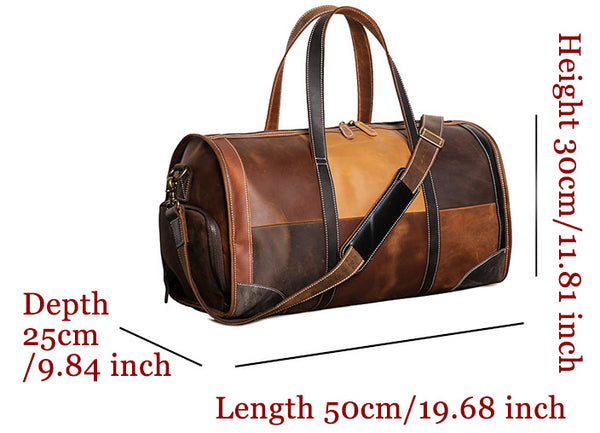 DEEPKEE original nubuck handmade full-grain genuine leather cowhide bag Jerome CONTRAST WEEKEND BAG No.30168