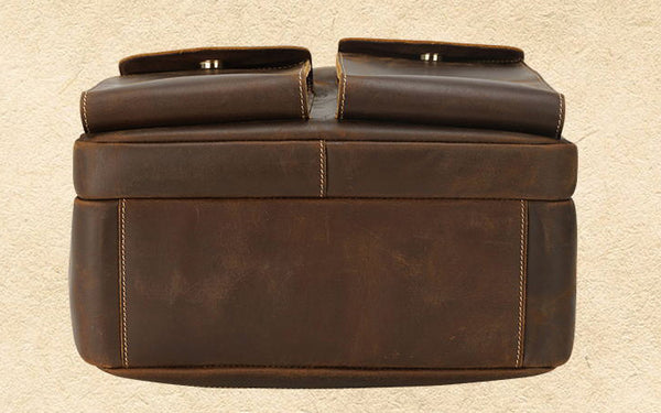 DEEPKEE original nubuck handmade full-grain genuine leather cowhide bag DEEPKEE Handcrafted Leather Commuter Cowhide Backpack #P3594BSD