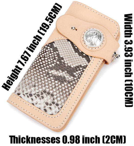 DEEPKEE original nubuck handmade full-grain genuine leather cowhide bag DEEPKEE Handmade Python Leather Bifold Wallet #59895