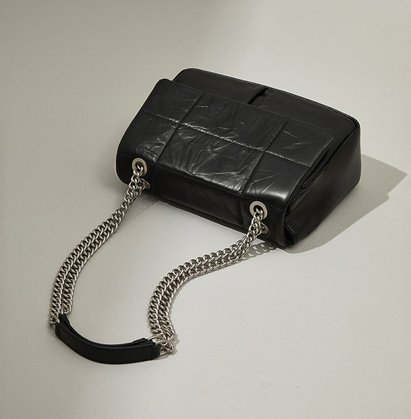 DEEPKEE original nubuck handmade full-grain genuine leather cowhide bag New Chain Stray Bag Vagrant Bag JY361