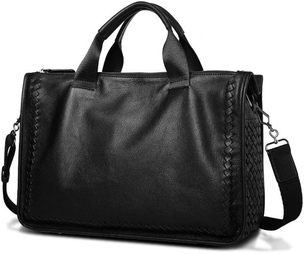 DEEPKEE original nubuck handmade full-grain genuine leather cowhide bag With Braided Edges, Leather Briefcase #SE9203_5