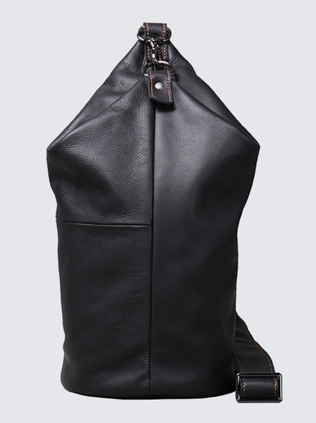 DEEPKEE original nubuck handmade full-grain genuine leather cowhide bag Gregory Cylindrical Crossbody Bag No.30283