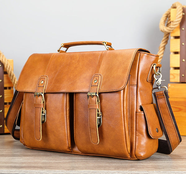 DEEPKEE original nubuck handmade full-grain genuine leather cowhide bag DEEPKEE® HANDMADE LEATHER BRIEFCASE #8942