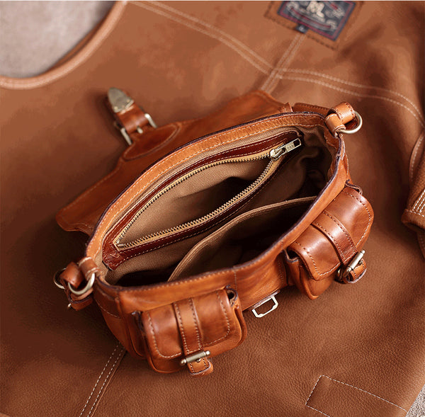 DEEPKEE original nubuck handmade full-grain genuine leather cowhide bag DEEPKEE HANDMADE LEATHER Cite bag #31017