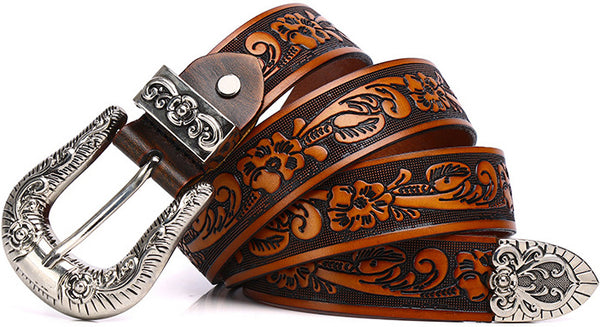 DEEPKEE original nubuck handmade full-grain genuine leather cowhide bag Amazing Genuine Leather / Vintage Gothic Design Belt #99744