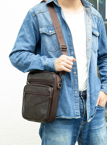 DEEPKEE original nubuck handmade full-grain genuine leather cowhide bag Genuine Leather Vintage Cowhide Crossbody Bag #6042