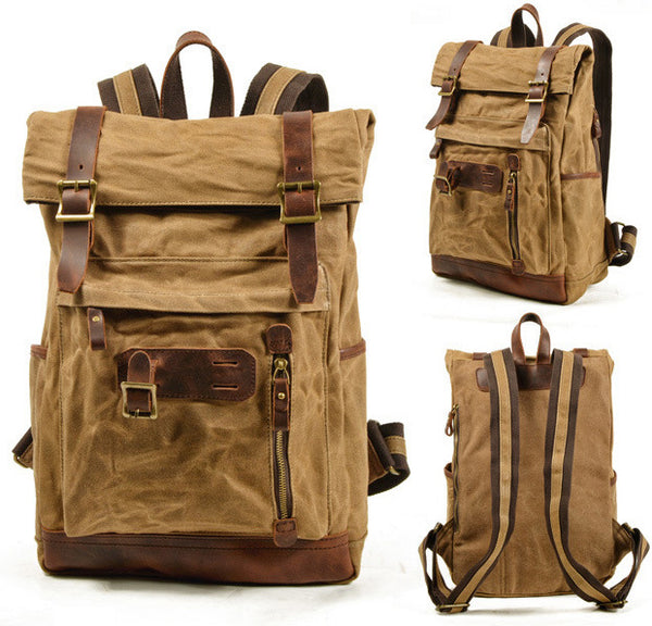 DEEPKEE original nubuck handmade full-grain genuine leather cowhide bag Outdoor mountaineering bag/rider motorcycle backpack No6896LA