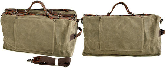 DEEPKEE original nubuck handmade full-grain genuine leather cowhide bag American military style distressed thick waxed canvas with solid craftsmanship Duffle bag #9518