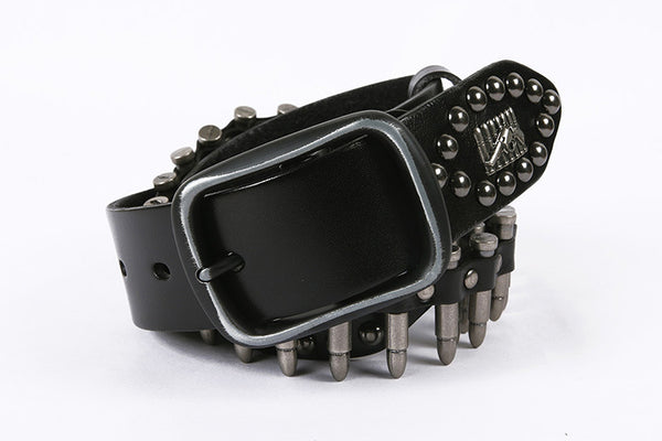 DEEPKEE original nubuck handmade full-grain genuine leather cowhide bag Hand-decorated Punk Knight Bullet Belt #21322