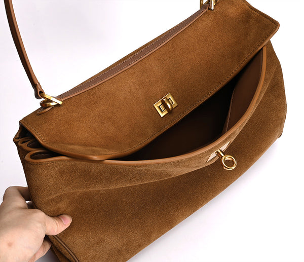 DEEPKEE original nubuck handmade full-grain genuine leather cowhide bag DEEPKEE 磨砂牛皮手提包  80608號