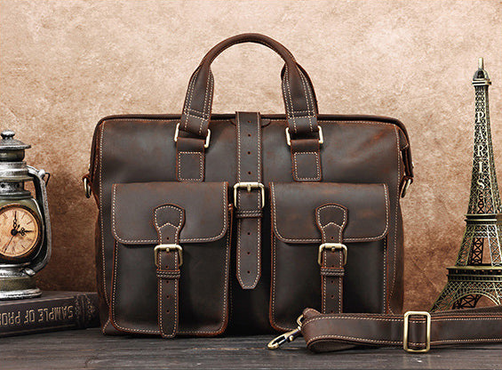 DEEPKEE original nubuck handmade full-grain genuine leather cowhide bag TOP GRAIN LEATHER BRIEFCASE BAG #3133