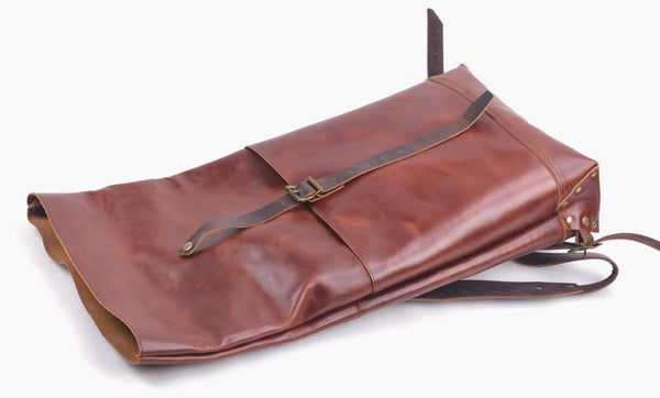 DEEPKEE original nubuck handmade full-grain genuine leather cowhide bag Deepkee Handmade Leather Outdoor Roll-Top Backpack #5141