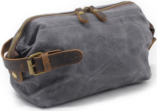 DEEPKEE original nubuck handmade full-grain genuine leather cowhide bag DEEPKEE Waxed Canvas Leather Waterproof Wash Bag #9161