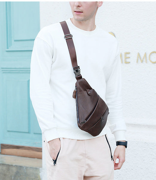 DEEPKEE original nubuck handmade full-grain genuine leather cowhide bag Deepkee Deepkee SportingStyle Leather Sling Bundy Bag #6353