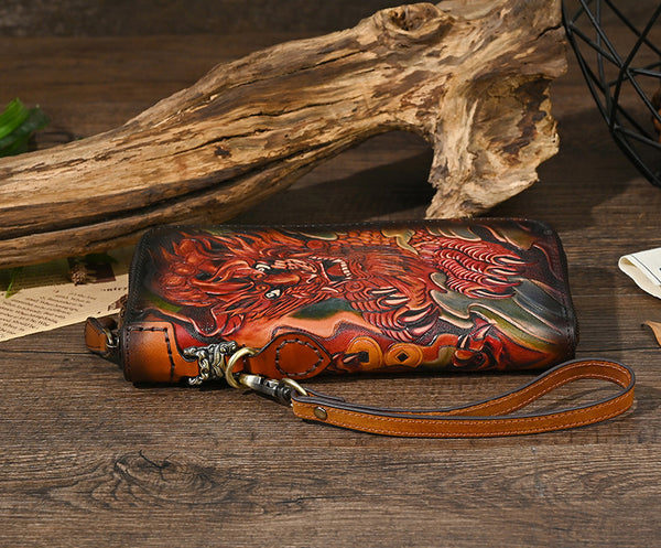 DEEPKEE original nubuck handmade full-grain genuine leather cowhide bag Deepkee Leather Carving Craft Wallet #YD-104