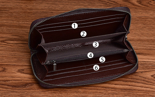 DEEPKEE original nubuck handmade full-grain genuine leather cowhide bag Deepkee Handmade embossed deer cowhide wallet clutch #88007