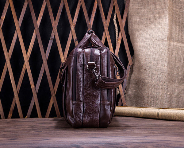 DEEPKEE original nubuck handmade full-grain genuine leather cowhide bag Deepkee Handicraft Leather Cowhide 15.6'' Briefcase Handbag #9912