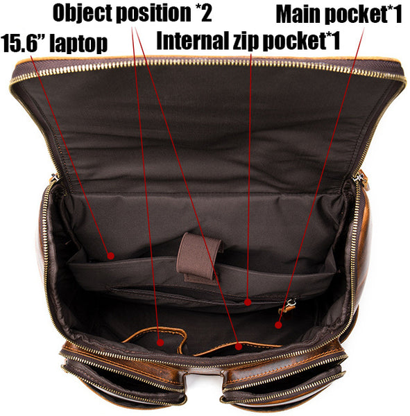 DEEPKEE original nubuck handmade full-grain genuine leather cowhide bag Octavius Outdoor Multifunctional Backpack No.7422